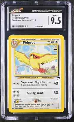 CGC 9.5 MINT+ Pidgeot 2001 Southern Islands 2/18 Pokemon Card - Image 1