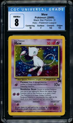 2000 Pokemon Black Star Promo Mew #9 Holo CGC 8 NM/MINT - Image 1