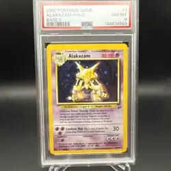 Pokemon TCG PSA 8 Alakazam 001/130 Base Set 2 Holo - Image 2