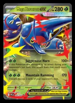 Mega Heracross EX 004/094 Double Rare Phantasmal Flames Pokemon tcg - Image 1