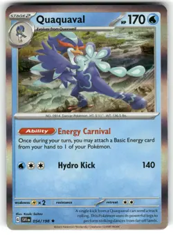 Quaquaval 054/198 Rare Scarlet & Violet Pokemon Holo NM - Image 1