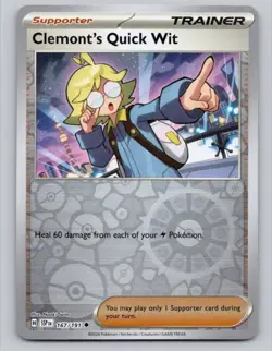 Pokemon Clemont's Quick Wit #167/191 Surging Sparks Reverse Holo NM - Image 1