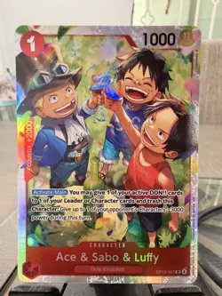 Namco One Piece CCG Ace & Sabo & Luffy OP13-007 Carrying on His Will Foil SR - Image 1