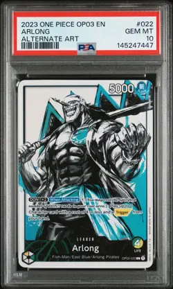 2023 One Piece OP03 EN Arlong 022 Alternate Art Leader PSA 10 Gem Mint - Image 1