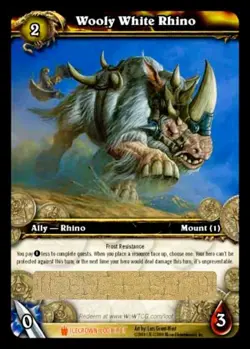 WoW TCG Loot Card - Wooly White Rhino - Unused/Unscratched - Image 1
