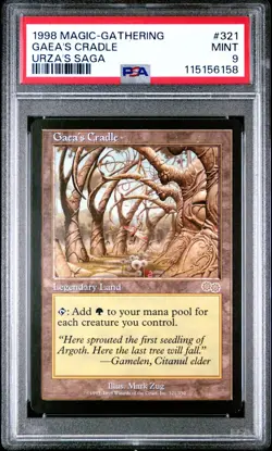 PSA 9 Gaea's Cradle - Urza's Saga - 1998 Magic the Gathering Trading Card MTG - Image 1