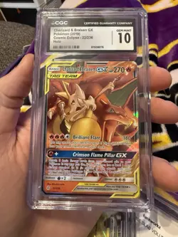 CGC 10 Charizard & Braixen GX Tag Team Cosmic Eclipse 22/236 Pokemon - Image 1