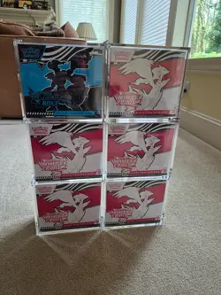 Pokemon White Flare x 5 + black bolt Elite Trainer Boxes with acrylic cases - Image 1