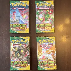 Pokemon Evolving Skies 4 booster packs complete art set - Image 1