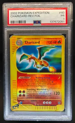 2002 Pokemon Expedition Set Charizard Reverse Holo #40 PSA 1 - Image 1
