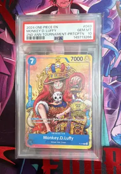 Monkey.D.Luffy (2nd Anniversary Stamped Promo) P-043 One Piece Promotion PSA 10 - Image 1