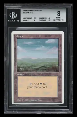 MTG Summer Magic Edition Plains V1 BGS 8 Near Mint - Mint. More Rare Than Alpha - Image 1