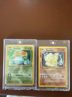 Venasaur and Ninetails Base Set Pokemon Card HP - Image 1