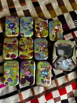 Pokemon 151 TCG Display EMPTY Mini Tins With Coins And Art Card Complete Set - Image 1