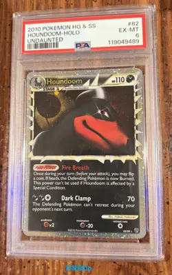 2010 Houndoom Holo Undaunted HG & SS Pokemon Card PSA Graded EX-MT 6 - Image 1