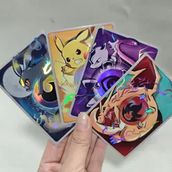 Pokemon TCG Laser Card Sleeves Energy&Pikachu Charizard Espeon fan - made - Image 1
