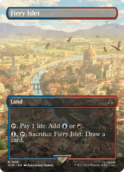 Fiery Islet (Borderless) [Assassin's Creed] Magic MTG - Image 1