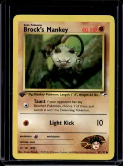 2000 Pokemon Gym Heroes 1st Edition Brock's Mankey #67/132 - Image 1