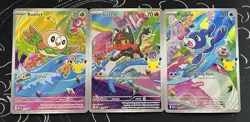 Pokemon First Partner Illustration Collection Gen 7 Starters Set of 3 NM - Image 1