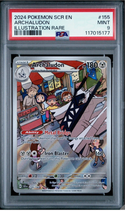 PSA 9 MINT Archaludon Stellar Crown Illustration Rare 2024 Holo Pokemon 155/142 - Image 1
