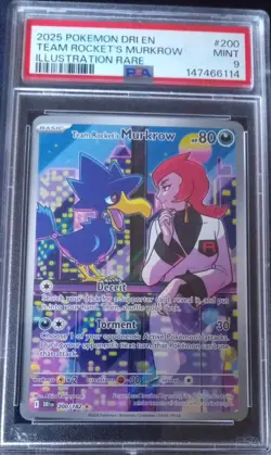 2025 POKEMON DRI EN-ILLUSTRATION RARE #200 TEAM ROCKET'S MURKROW PSA 9 - Image 1