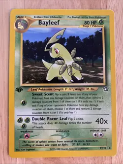 Pokemon TCG Bayleef 29/111 1st Edition Neo Genesis Regular Uncommon LP - Image 1