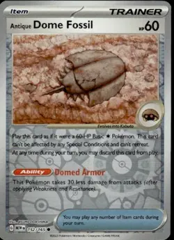 Dome Fossil 152/165 - Pokemon Scarlet & Violet 151 - Reverse Holo - Image 1