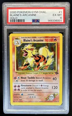 2000 Pokemon Gym Challenge Blaine's Arcanine Holo #1/132 PSA 6 - Image 1