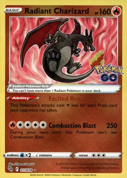 Radiant Charizard Holofoil Radiant Rare Pokemon GO 011/078 NM - Image 1
