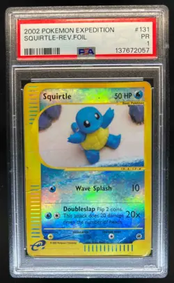 2002 Pokemon Expedition Set Squirtle Reverse Holo #131 PSA 1 - Image 1