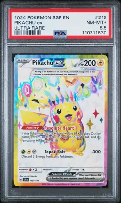2024 POKEMON SSP EN-PIKACHU ex ULTRA RARE #219 GEM MT PSA 8.5 - Image 1