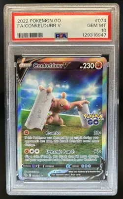 2022 Pokemon SWSH Pokemon GO Conkeldurr V #074/078 PSA 10 GEM MINT - Image 1