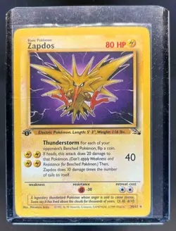 1999 Pokemon Fossil 1st Edition Zapdos #30/62 - Image 1
