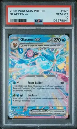 PSA 10 Gem Mint Glaceon ex 026/131 2025 Pokemon SV Prismatic Evolutions - Image 1
