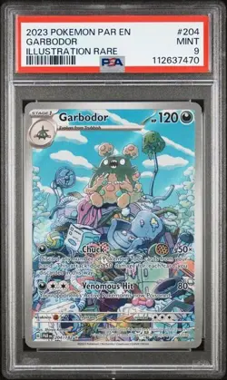 PSA 9 Garbodor 204/182 Sv04: Paradox Rift Holo Illustration Rare Pokemon TCG - Image 1
