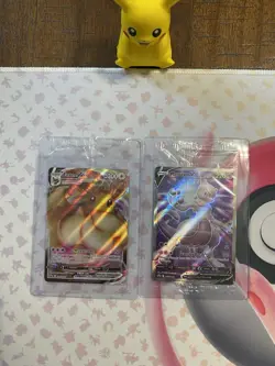 Pokemon TCG Eevee VMAX, Mewtwo V Full Art Foil SEALED card lot - Image 1