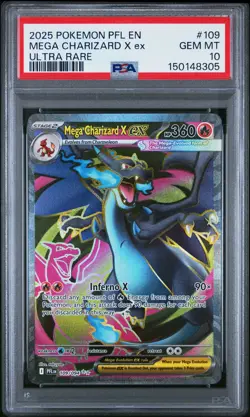 2025 POKEMON PFL EN-PHANTASMAL FLAMES ULTRA RARE #109 MEGA CHARIZARD X EX PSA 10 - Image 1