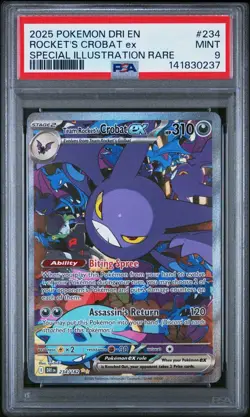 2025 Pokemon DRI En Rocket's Crobat Ex Special Illustration Rare #234 PSA 9 Mint - Image 1