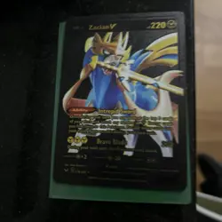 Zacian V 138/202 Sword & Shield HOLO RARE Pokemon Card Radiant Gold Foil Fan Art - Image 2