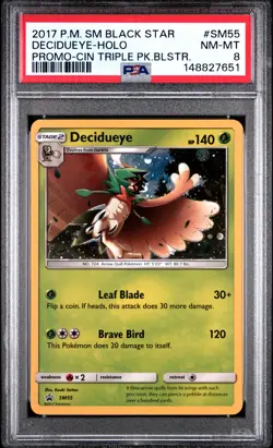2017 POKEMON CRIMSON INVASION THREE PACK BLISTERS DECIDUEYE-HOLO PSA 8 - Image 1