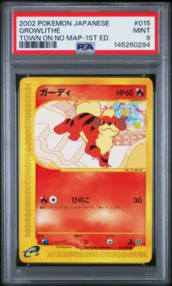 2002 POKEMON JPN THE TOWN ON NO MAP 1ST EDITION #015 GROWLITHE PSA 9 - Image 1