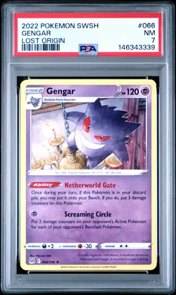 2022 POKEMON SWORD & SHIELD LOST ORIGIN BUILD & BATTLE BOX #066 GENGAR PSA 7 - Image 1