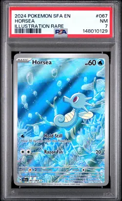 2024 POKEMON SFA EN-SHROUDED FABLE ILLUSTRATION RARE #067 HORSEA PSA 7 - Image 1