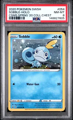 2020 POKEMON SWORD & SHIELD COSMOS SPRING 2020 COLLECTOR CHEST SOBBLE-HOLO PSA 8 - Image 1