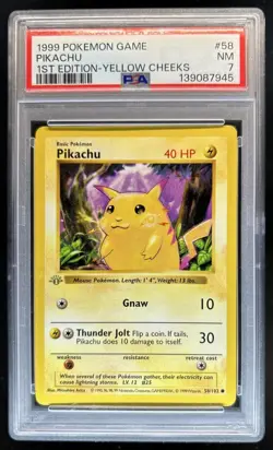 1999 Pokemon 1st Edition Pikachu #58/102 PSA 7 - Image 1