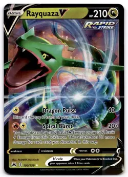 Rayquaza V 100/159 Holo V Rare Crown Zenith Pokemon Holo Near Mint - Image 1