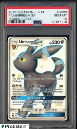 2019 Pokemon S & M Hidden Fates #SV69 FA Umbreon Ex PSA 10 GEM MINT - Image 1