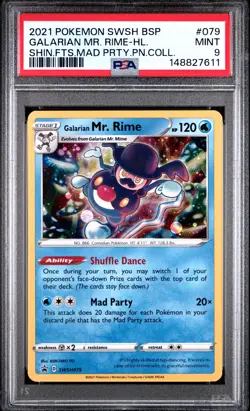 2021 POKEMON SWSH SHINING FATES MAD PARTY PIN COLL GALARIAN MR. RIME-HOLO PSA 9 - Image 1