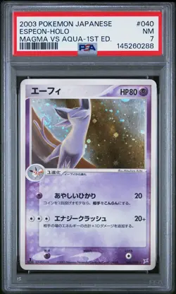 2003 POKEMON JAPANESE MAGMA VS AQUA 1ST EDITION #040 ESPEON-HOLO PSA 7 - Image 1