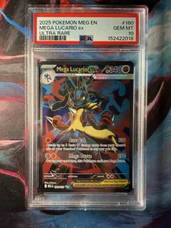 Pokemon Mega Lucario ex 160/132 Me01 Ultra Rare Holo PSA 10 340 HP - Image 1
